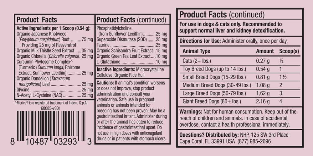 Dr. Mercola Bark and Whiskers Detox Support (Formerly Liver and Kidney Support for Pets) Ingredients
