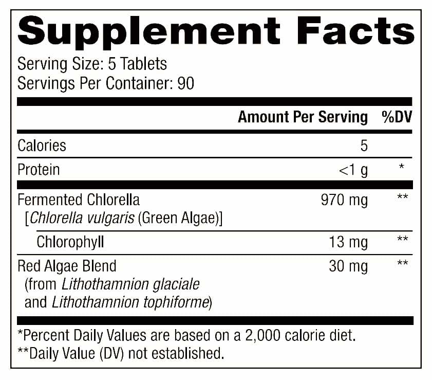 Dr. Mercola Fermented Chlorella Ingredients