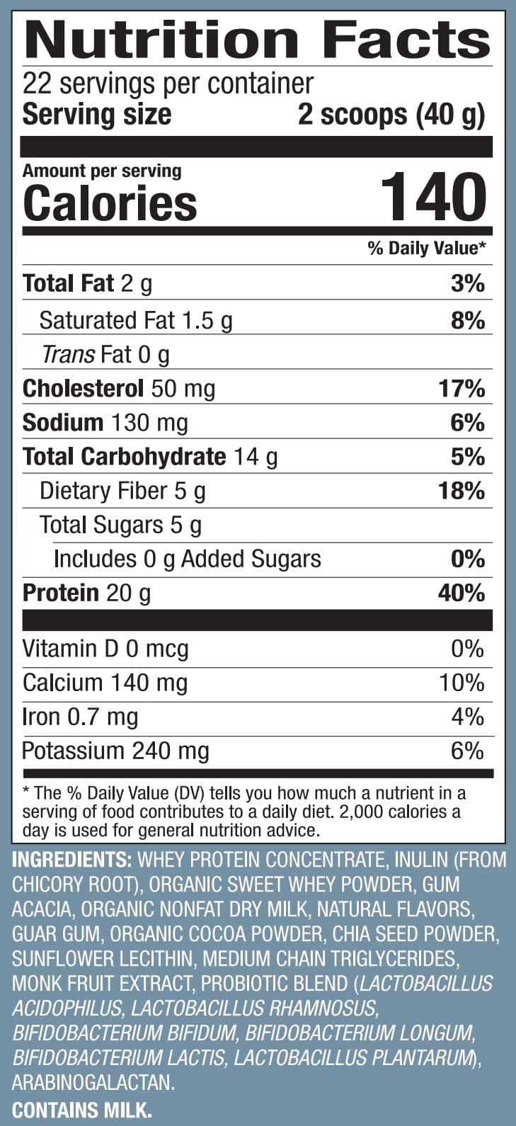 Dr. Mercola Pure Power Whey Protein + Probiotics - Chocolate Ingredients