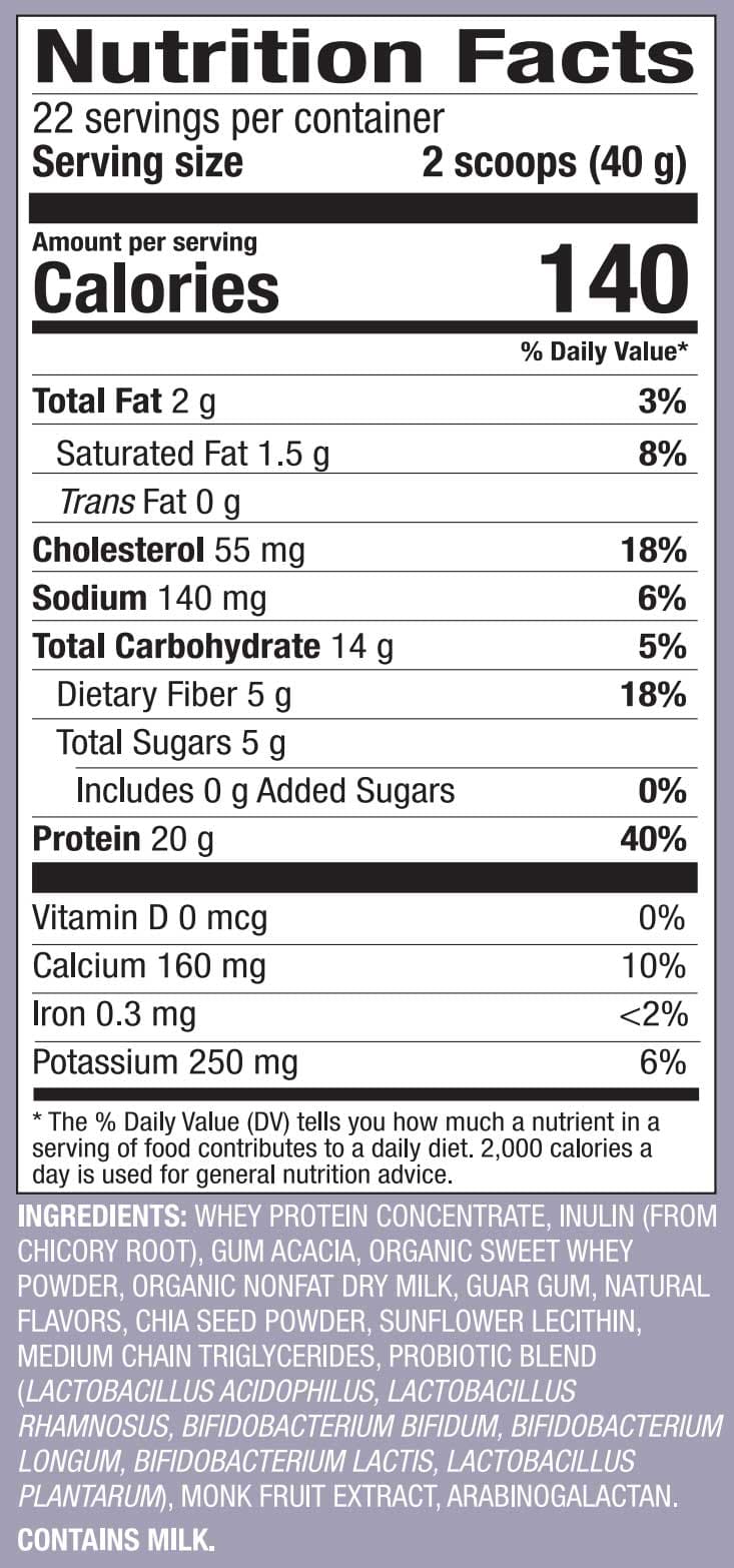 Dr. Mercola Pure Power Whey Protein + Probiotics Vanilla Ingredients