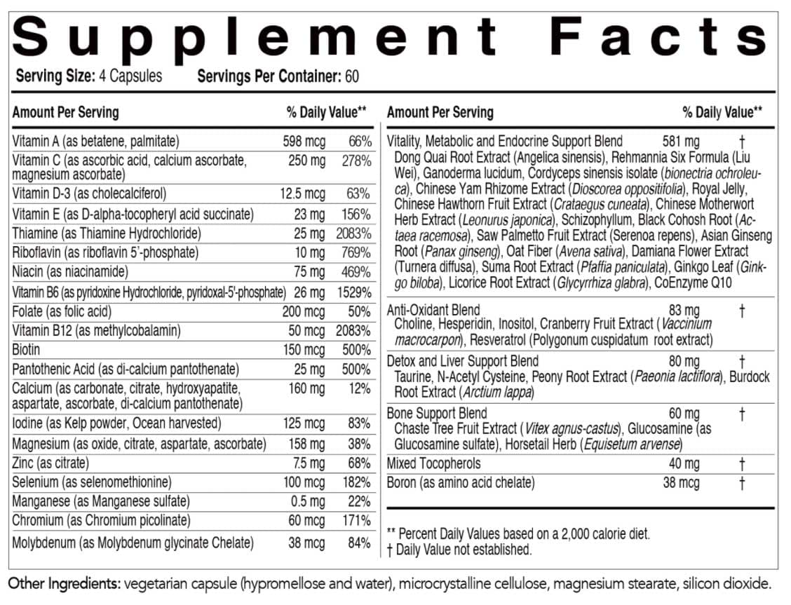 EcoNugenics Women's Daily 50+ Ingredients