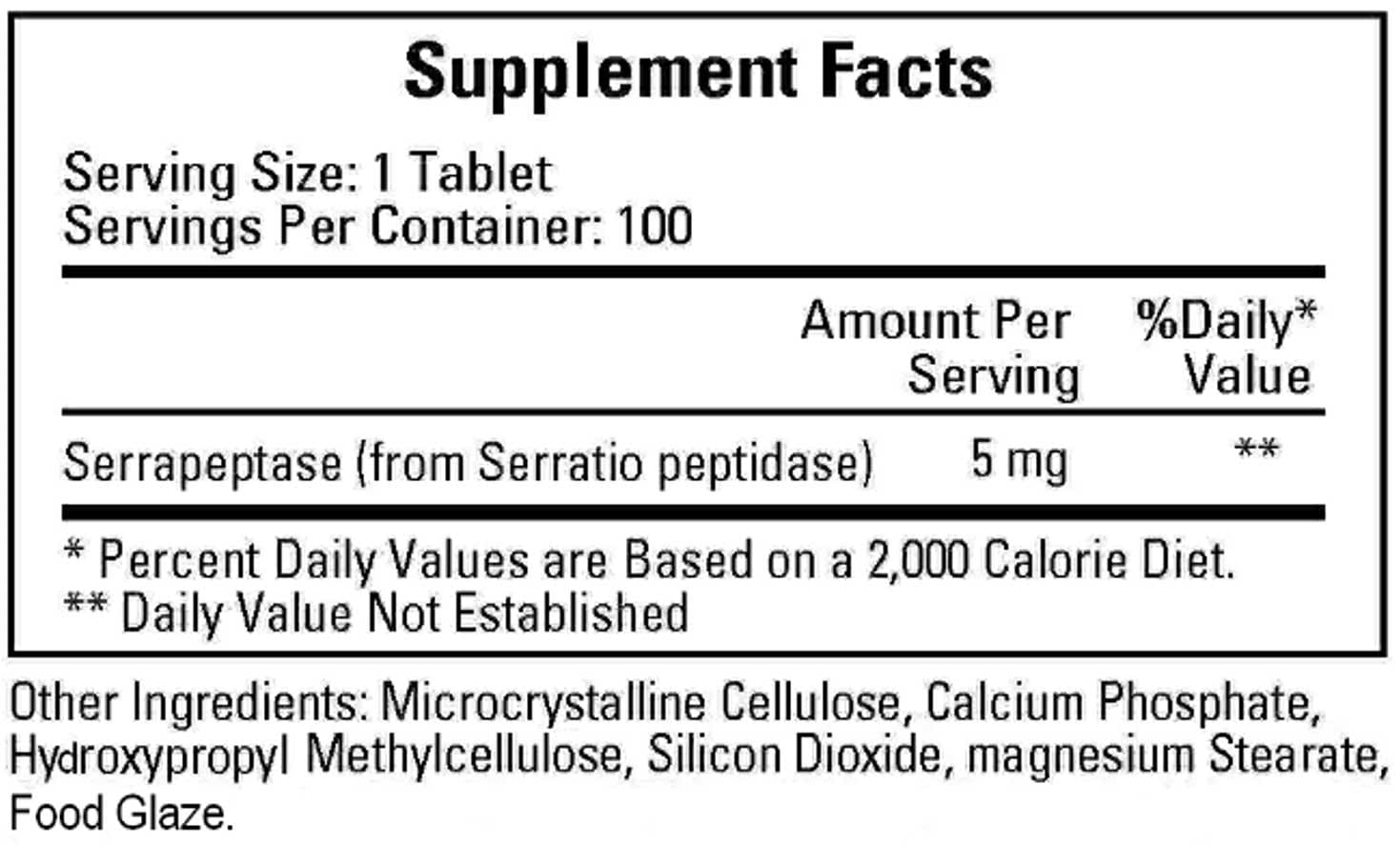Ecological Formulas/Cardiovascular Research Serraflazyme Ingredients