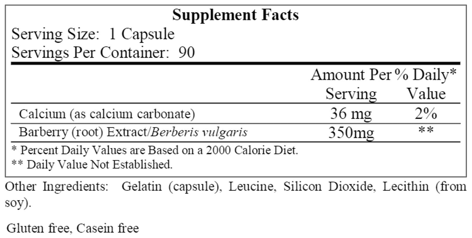 Ecological Formulas/Cardiovascular Research Buffered Berberine Ingredients