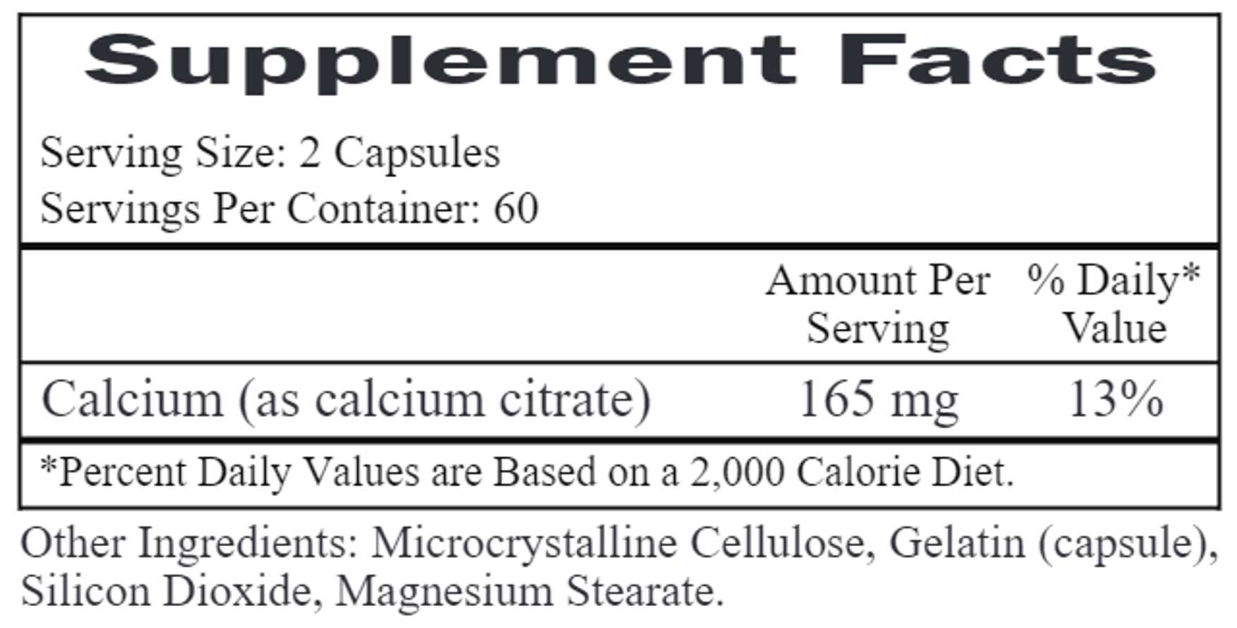 Ecological Formulas/Cardiovascular Research Calcium Citrate 165 mg Ingredients