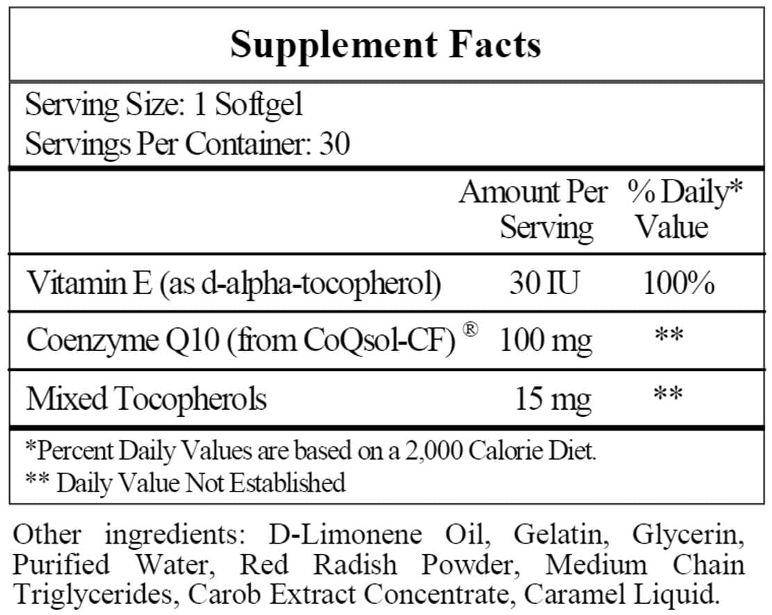 Ecological Formulas/Cardiovascular Research Co-Enzyme Q10 100 mg Ingredients