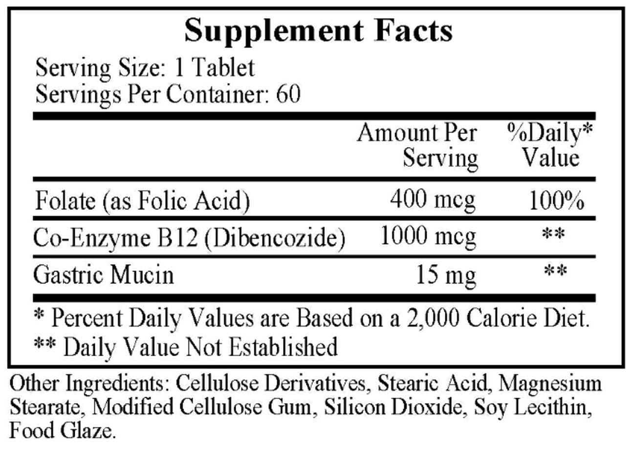 Ecological Formulas/Cardiovascular Research Dibencozide (Co-Enzyme B12 with Folic Acid) Ingredients