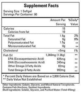 Ecological Formulas/Cardiovascular Research EPA-625 DHA-245 Ingredients
