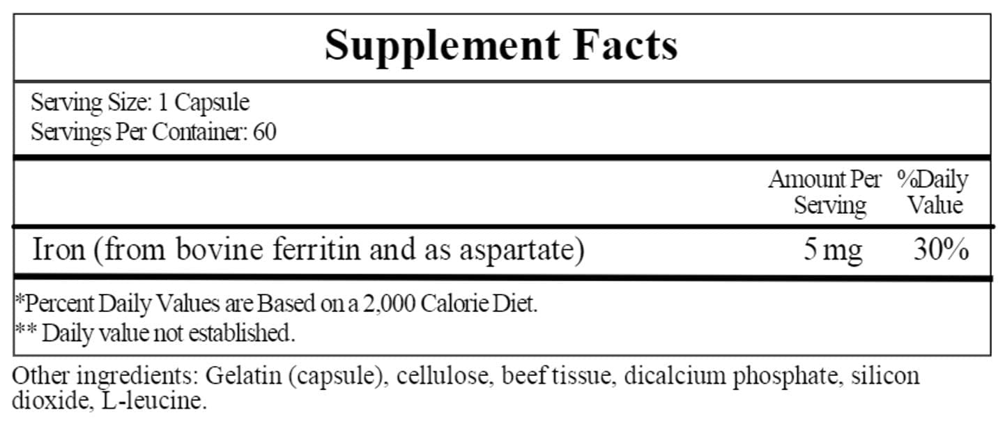 Ecological Formulas/Cardiovascular Research Ferritin 5 mg Ingredients