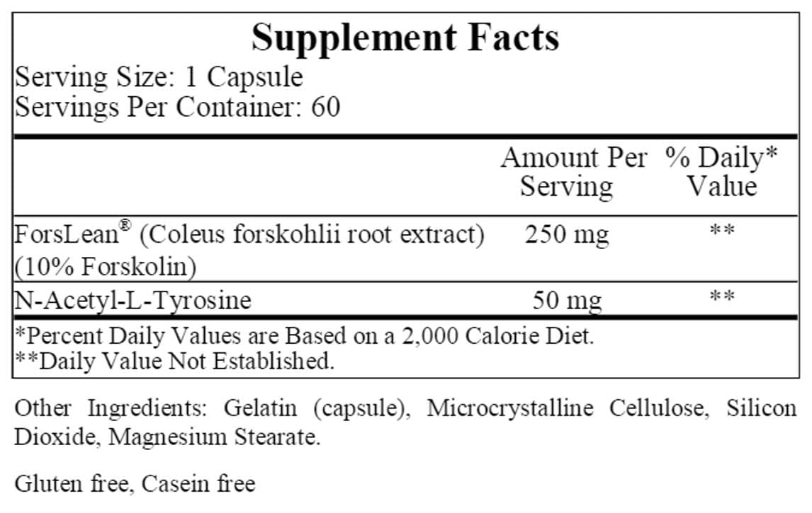 Ecological Formulas/Cardiovascular Research Forskolin Ingredients