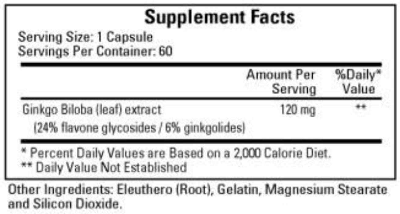Ecological Formulas/Cardiovascular Research Ginkgo Biloba 120mg Ingredients