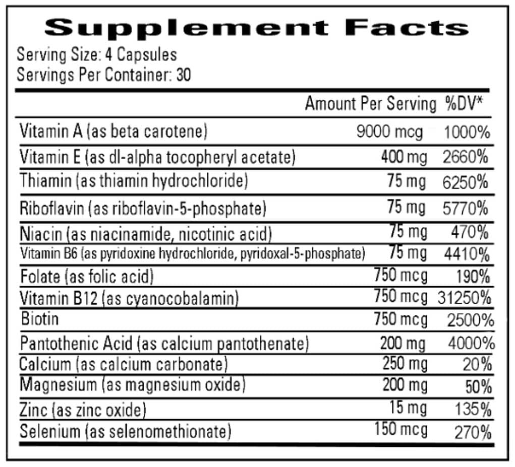 Ecological Formulas/Cardiovascular Research Hypomultiple without Copper and Iron Ingredients