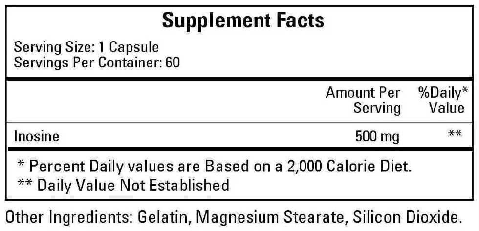 Ecological Formulas/Cardiovascular Research Inosine(Liposome enhanced) 500mg Ingredients 