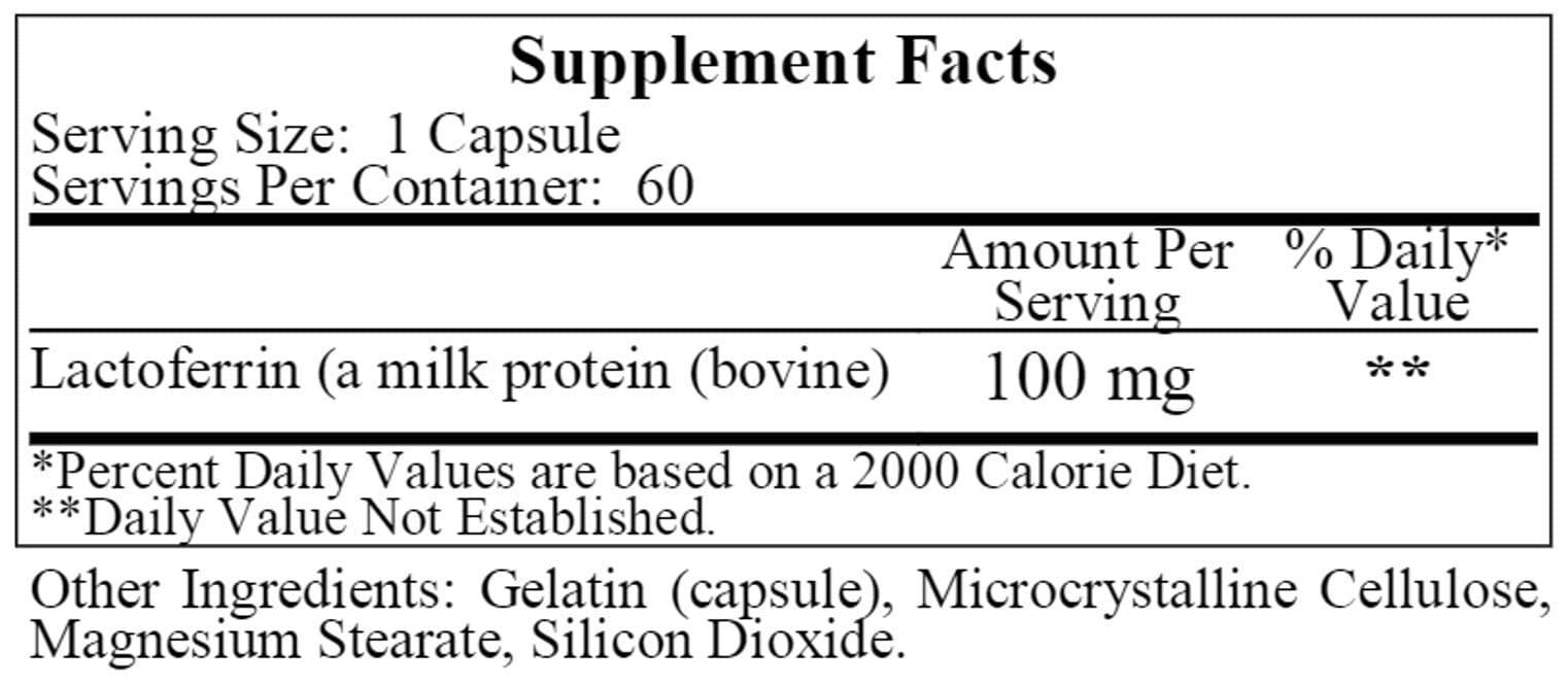 Ecological Formulas/Cardiovascular Research Lactoferrin 100mg Ingredients