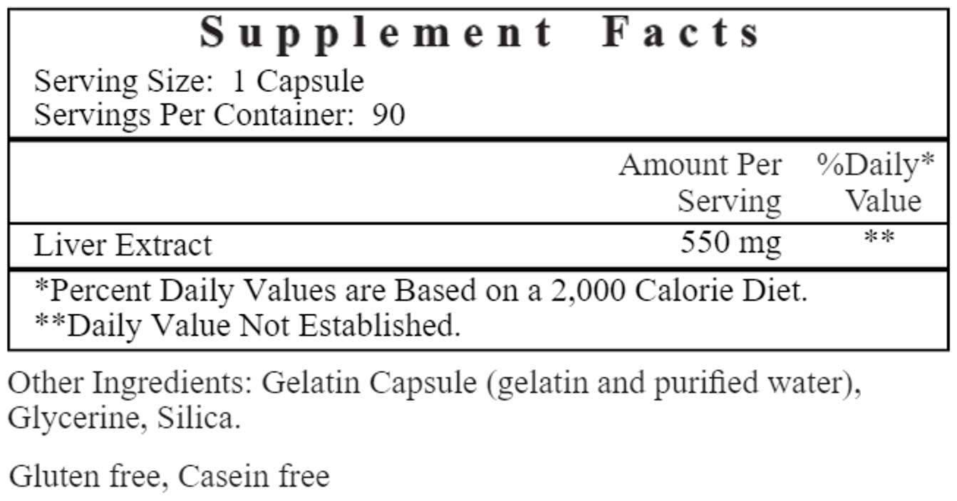 Ecological Formulas/Cardiovascular Research Lyophilized Liver Extract Ingredients