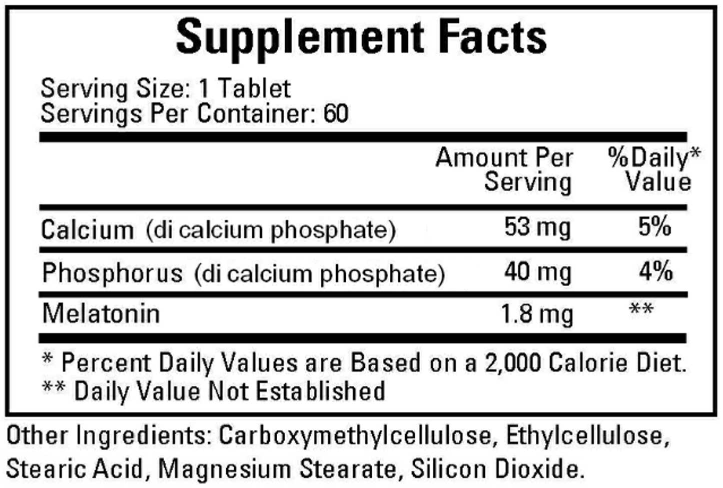 Ecological Formulas/Cardiovascular Research Multiphasic Melatonin-SR 1.8 mg Ingredients