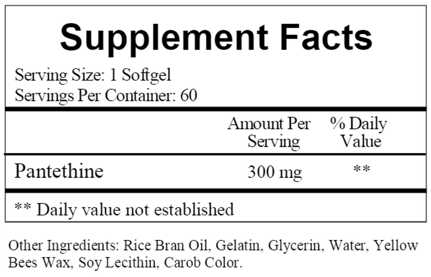 Ecological Formulas/Cardiovascular Research Pantethine-300 Ingredients