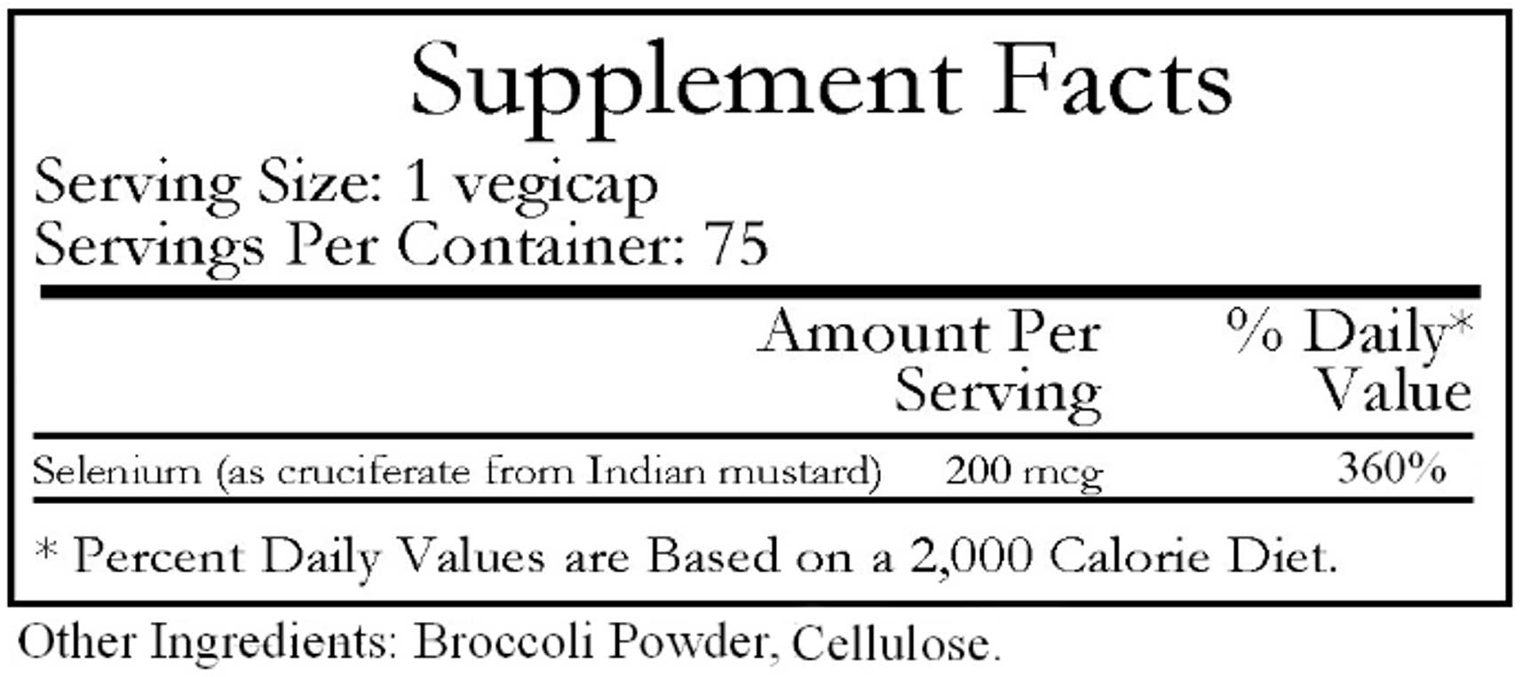 Ecological Formulas/Cardiovascular Research Selenium Cruciferate 200mcg Ingredients 