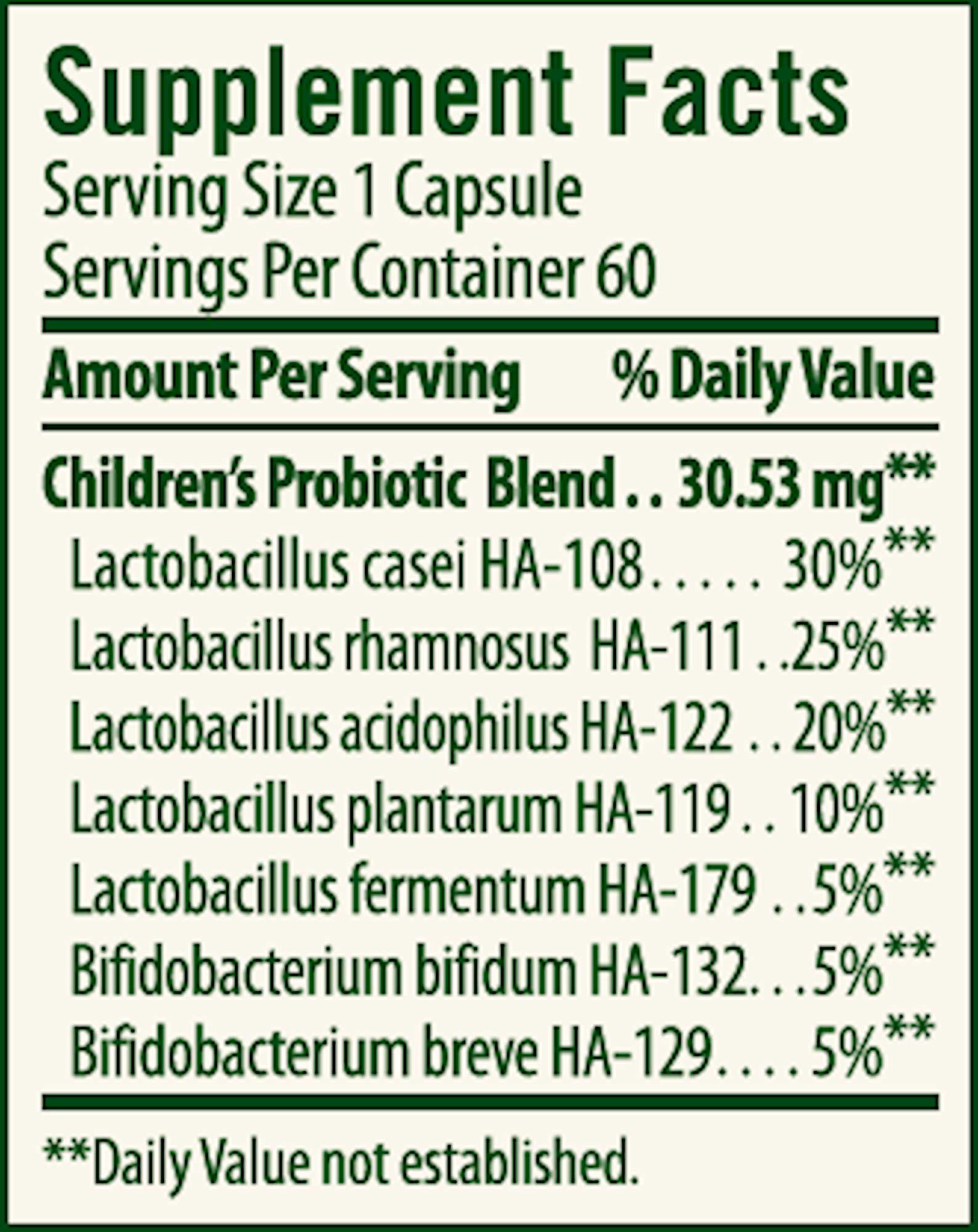 Flora Children’s Blend Probiotic Ingredients