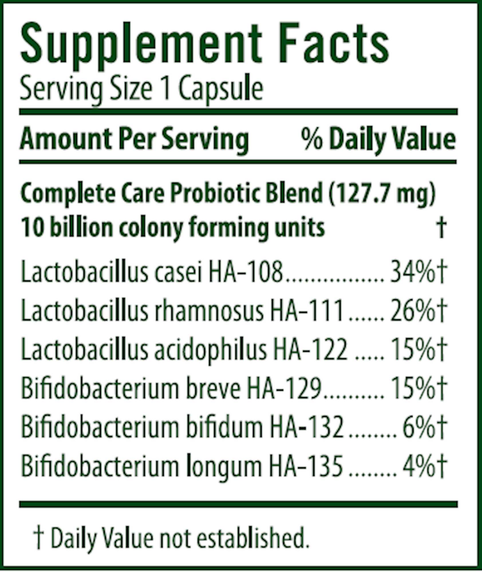 Flora Complete Care Probiotic Ingredients