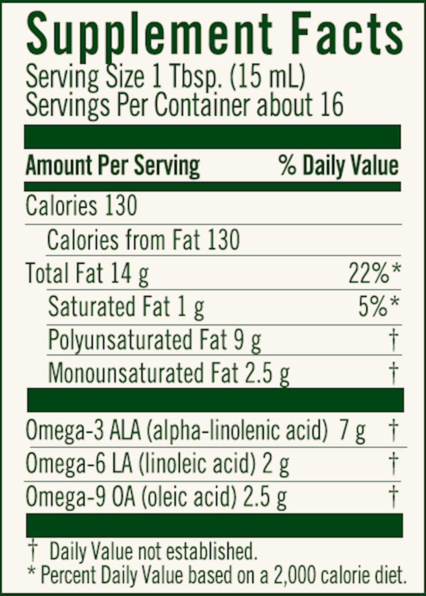 Flora High Lignan Flax Oil Ingredients