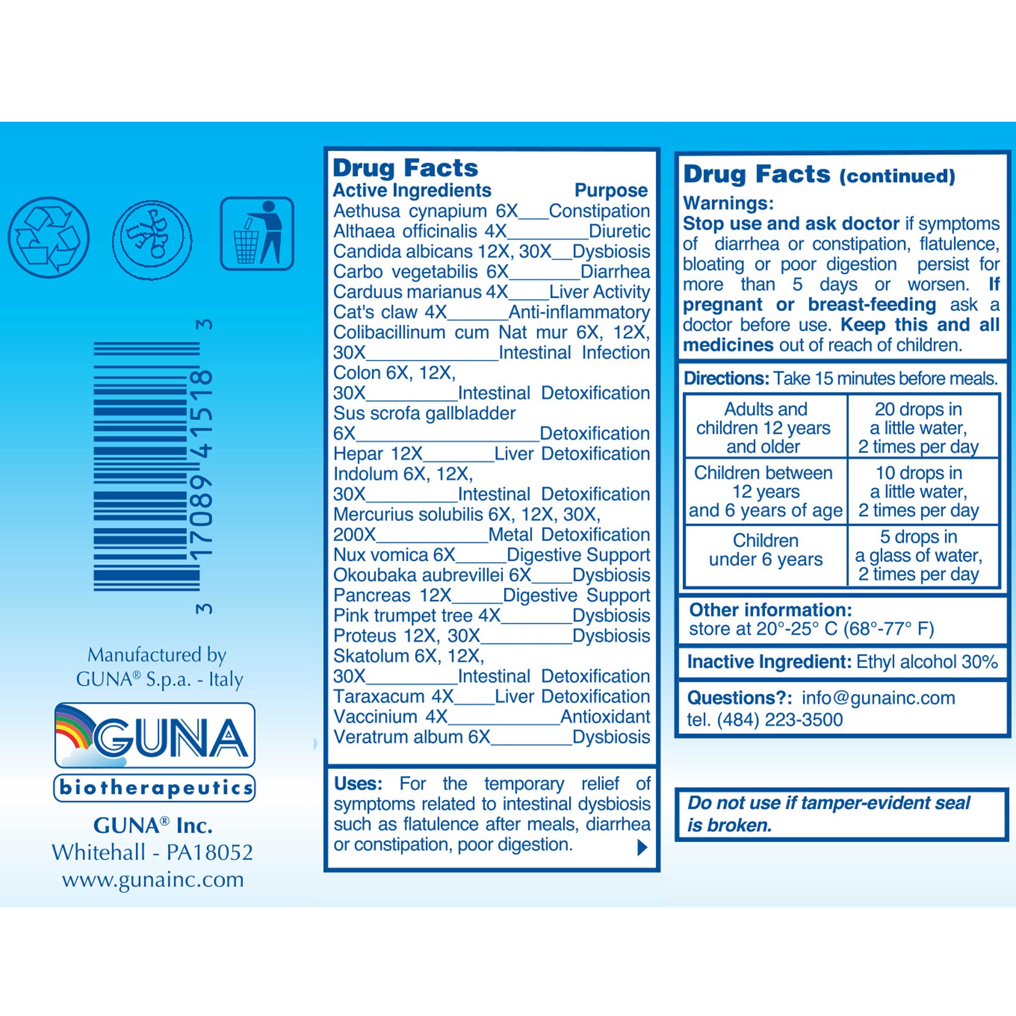 GUNA Biotherapeutics Eubioflor Ingredients
