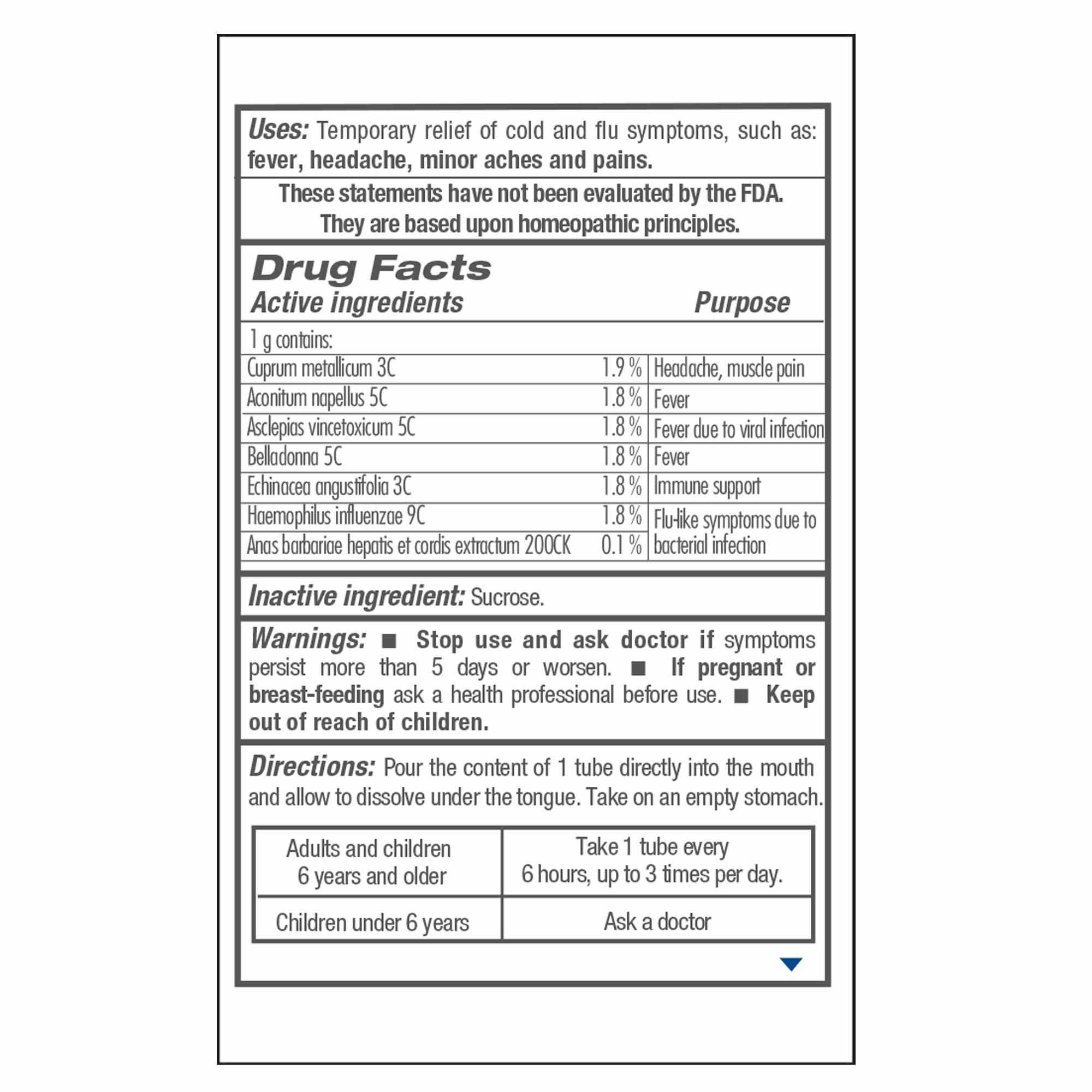GUNA Biotherapeutics GUNA-Flu Ingredients