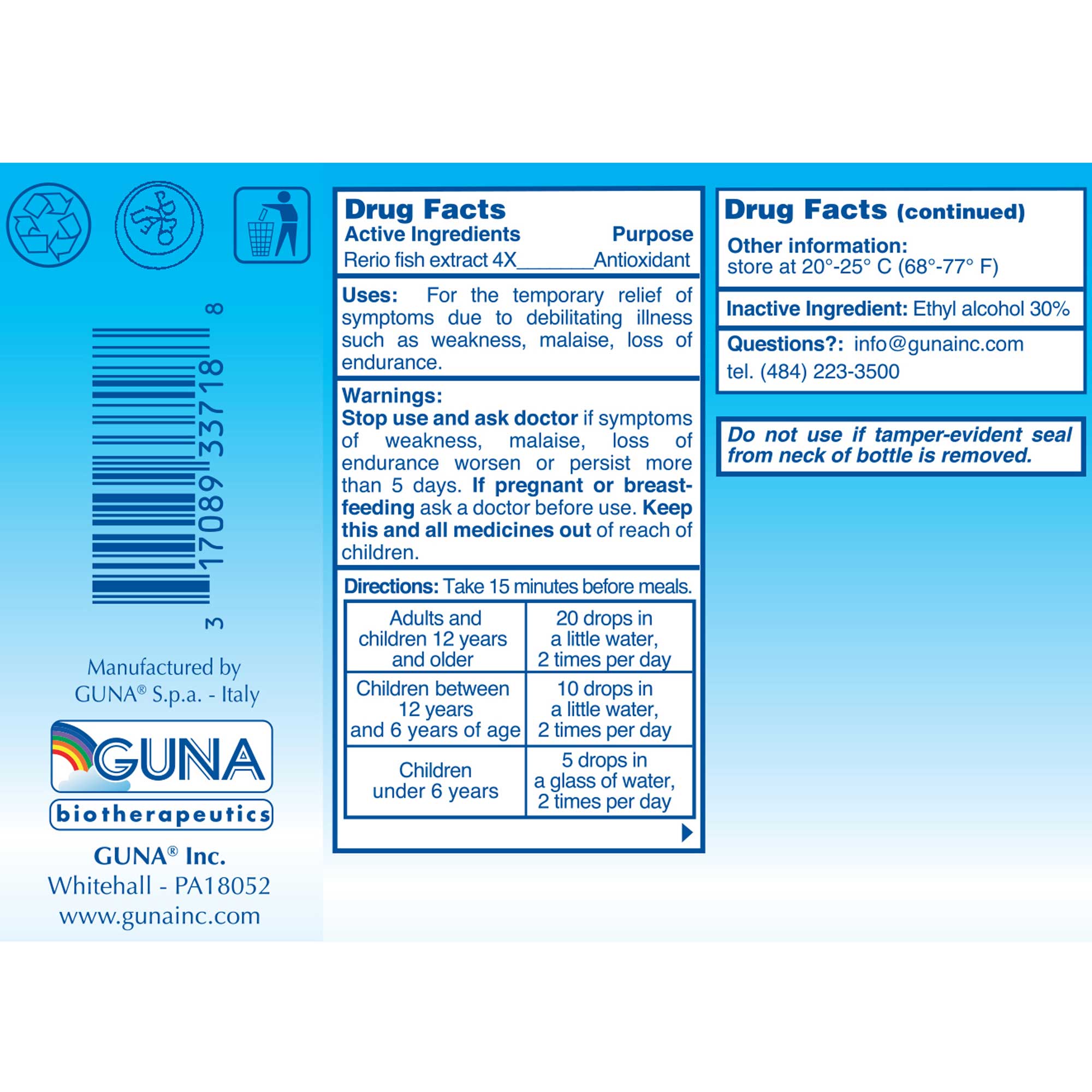 GUNA Biotherapeutics GUNA-Rerio Ingredients