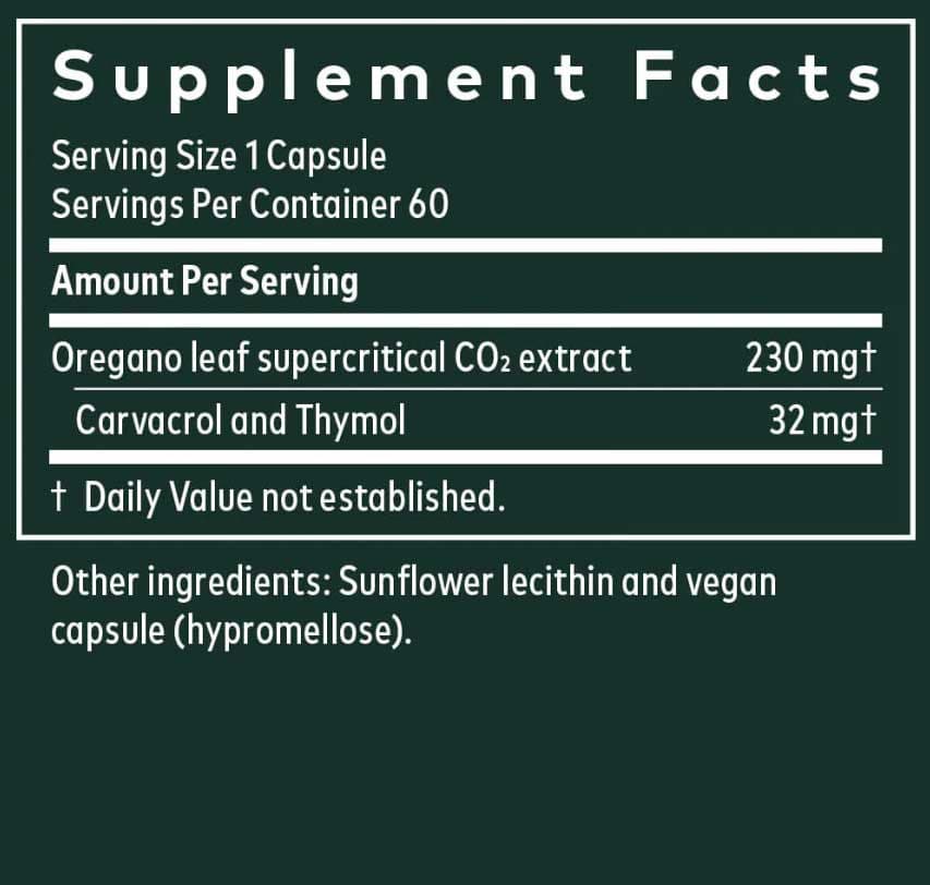 Gaia Herbs Oil of Oregano Capsules Ingredients