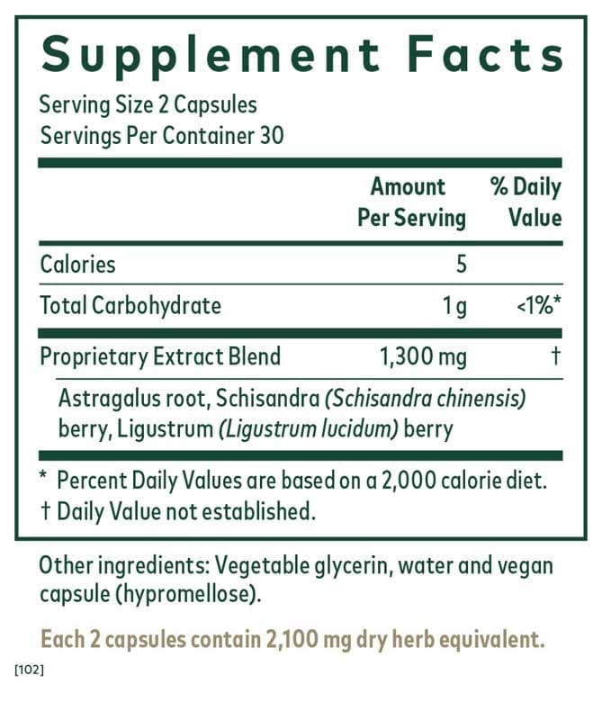Gaia Herbs Professional Solutions 3-in-1 Immune Formula (Formerly Astragalus Supreme) Ingredients