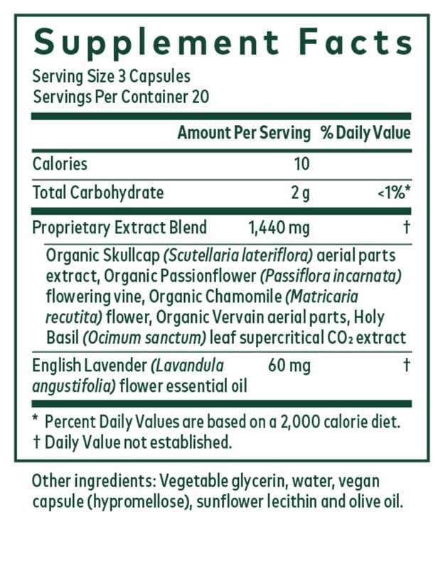 Gaia Herbs Professional Solutions Calm Restore Ingredients