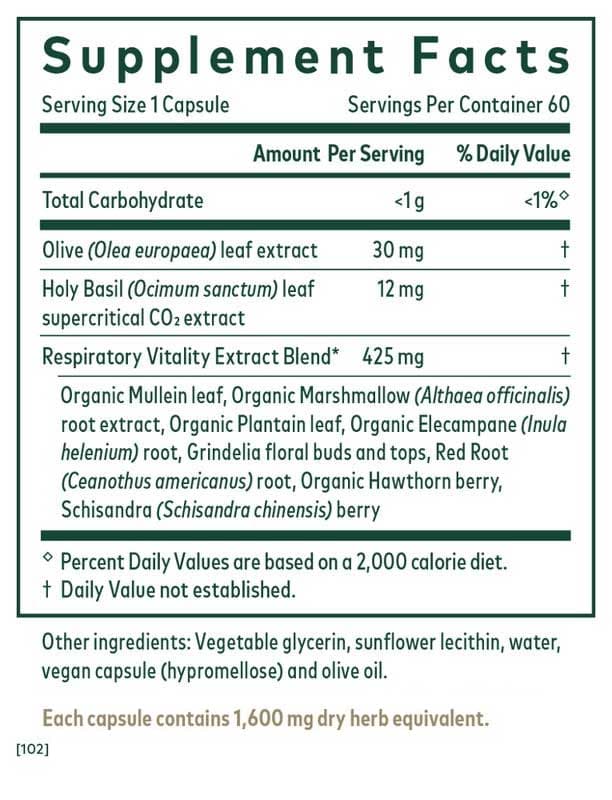 Gaia Herbs Professional Solutions Daily Lung Formula Ingredients