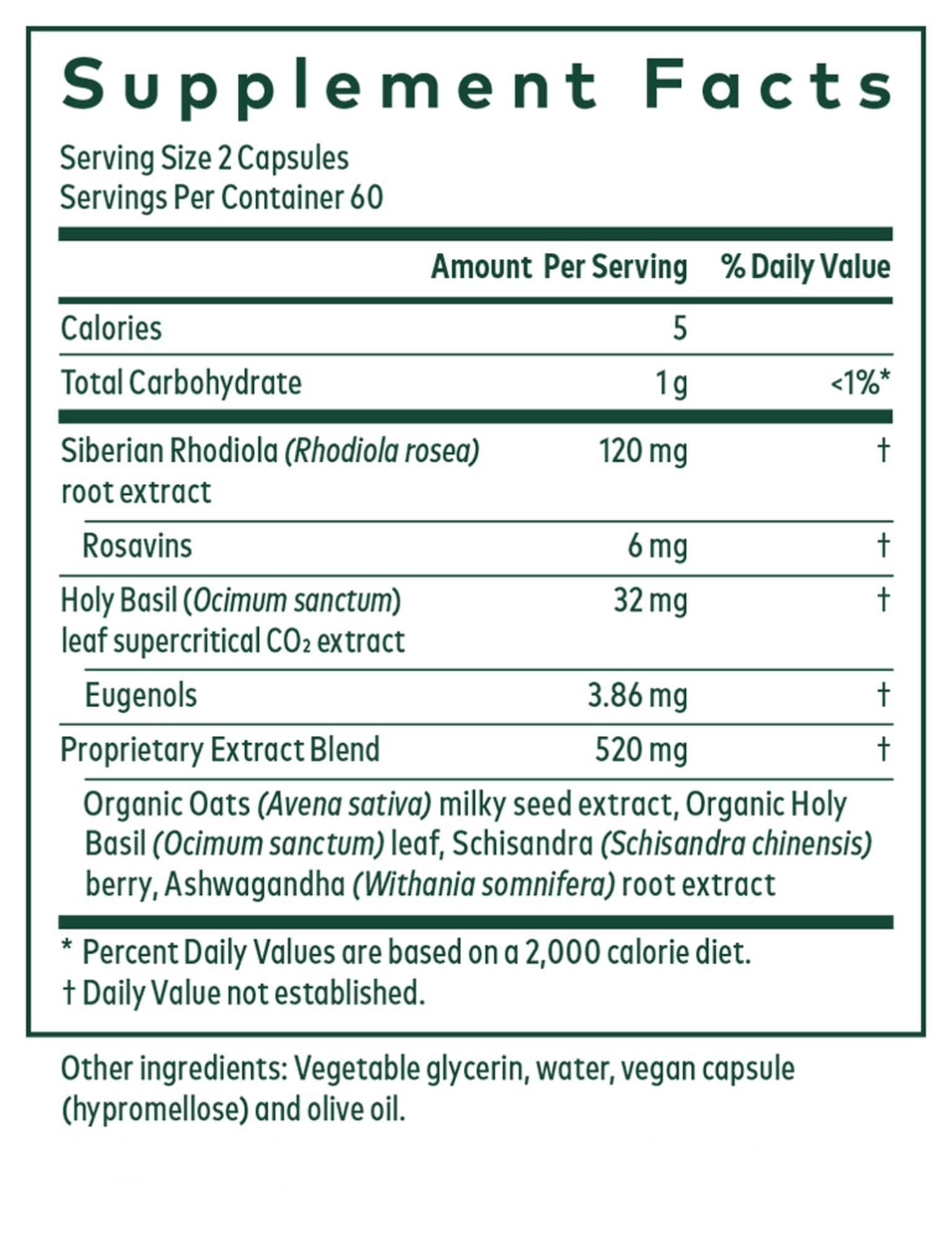 Gaia Herbs Professional Solutions Daytime HPA (formerly HPA AXIS: Daytime Maintenance) Ingredients