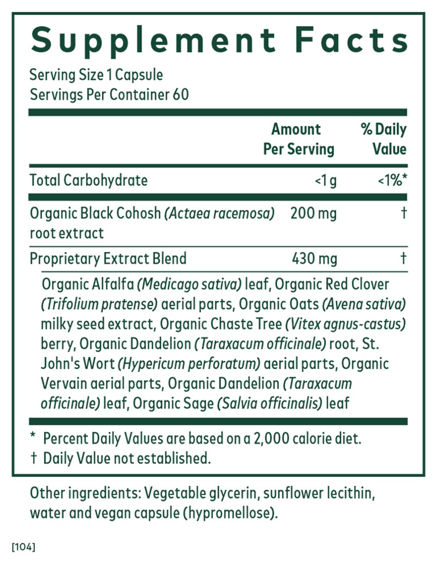 Gaia Herbs Professional Solutions Female Support Formula (Formerly Female Hormone Support) Ingredients