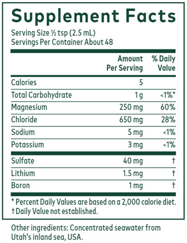 Gaia Herbs Professional Solutions Liquid Magnesium with Trace Minerals Ingredients