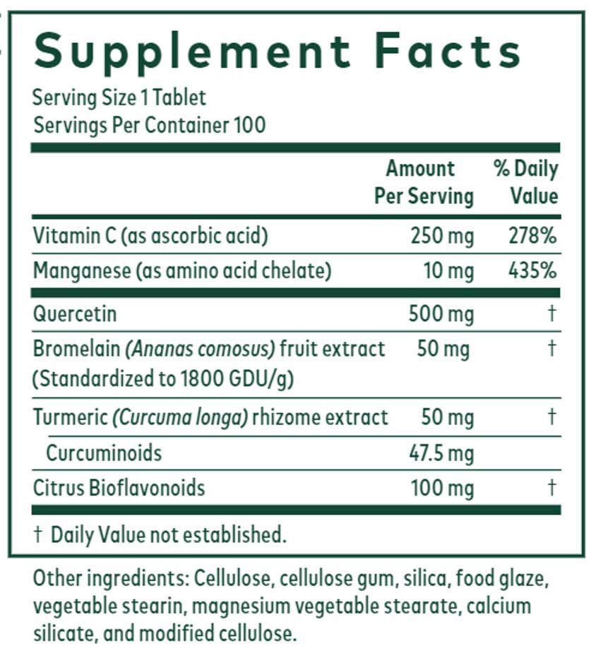 Gaia Herbs Professional Solutions Quercetin Synergy 500 Ingredients