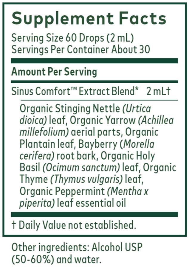 Gaia Herbs Professional Solutions Sinus Comfort Ingredients