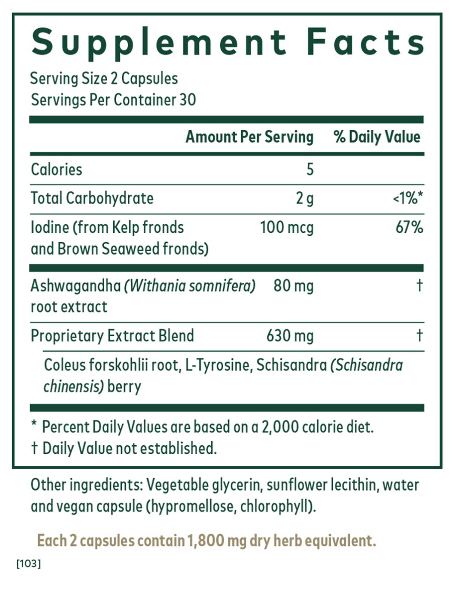 Gaia Herbs Professional Solutions Thyroid Formula (Formerly Thyroid Support) Ingredients
