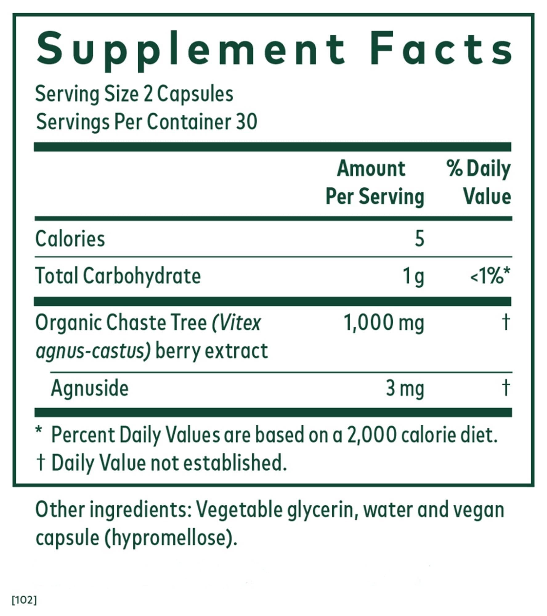 Gaia Herbs Professional Solutions Vitex (Formerly Chaste Tree Berry) Ingredients