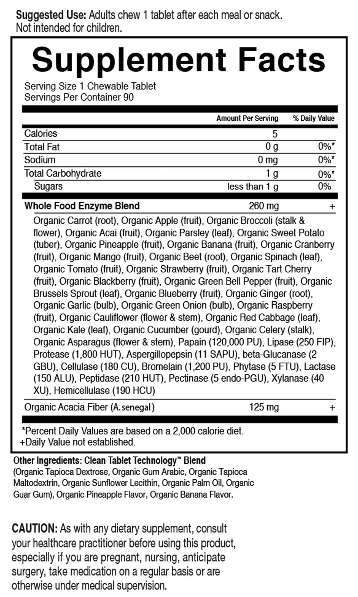 Garden of Life Dr. Formulated Enzymes Organic Digest+ Ingredients