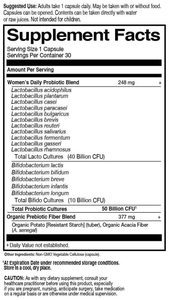 Garden of Life Dr. Formulated Probiotics Once Daily Women's Ingredients