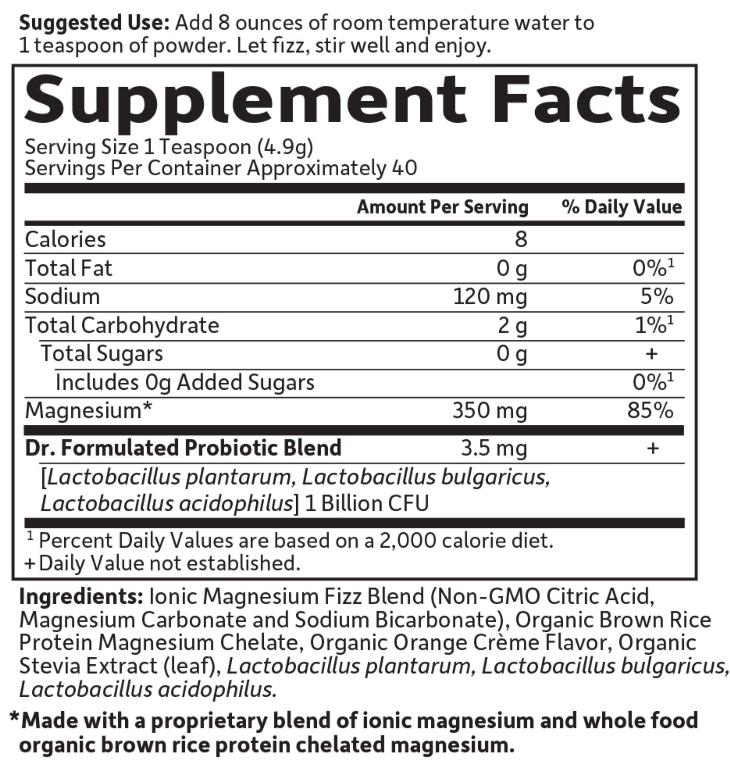 Garden of Life Dr. Formulated Whole Food Magnesium Orange Powder Ingredients