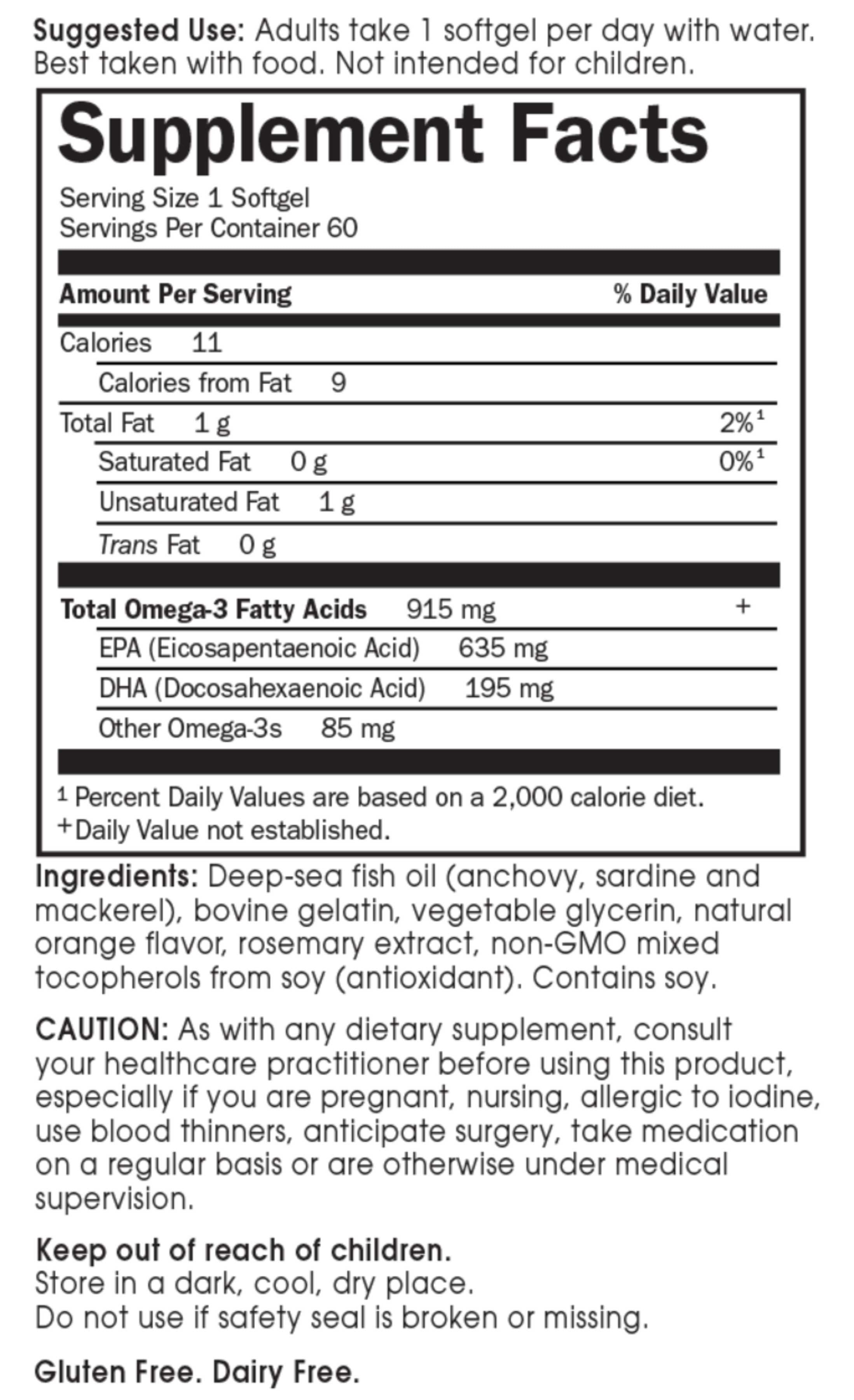 Garden of Life Minami Cardio Omega-3 Fish Oil Ingredients