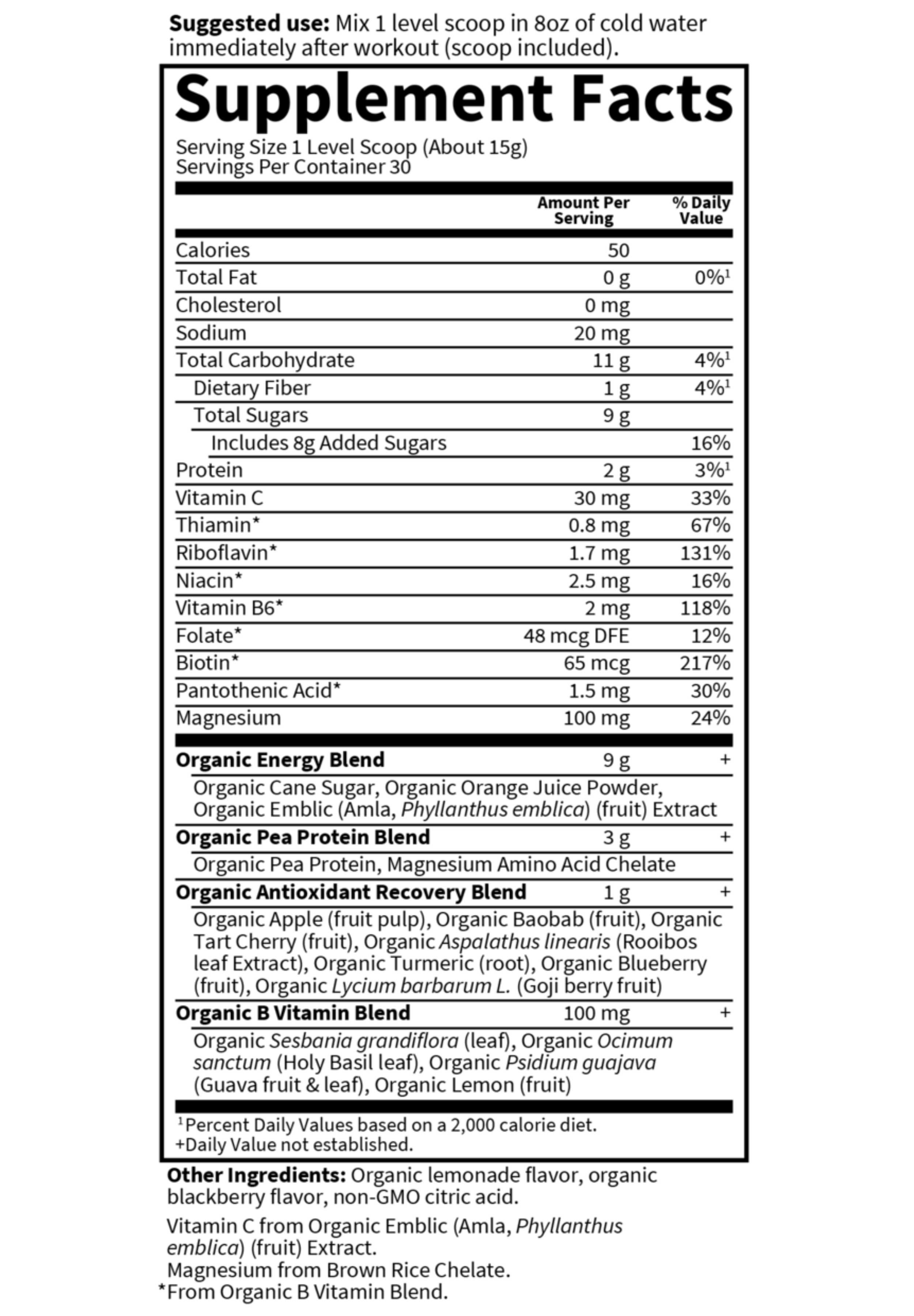 Garden of Life SPORT Organic Plant-Based Recovery Ingredients