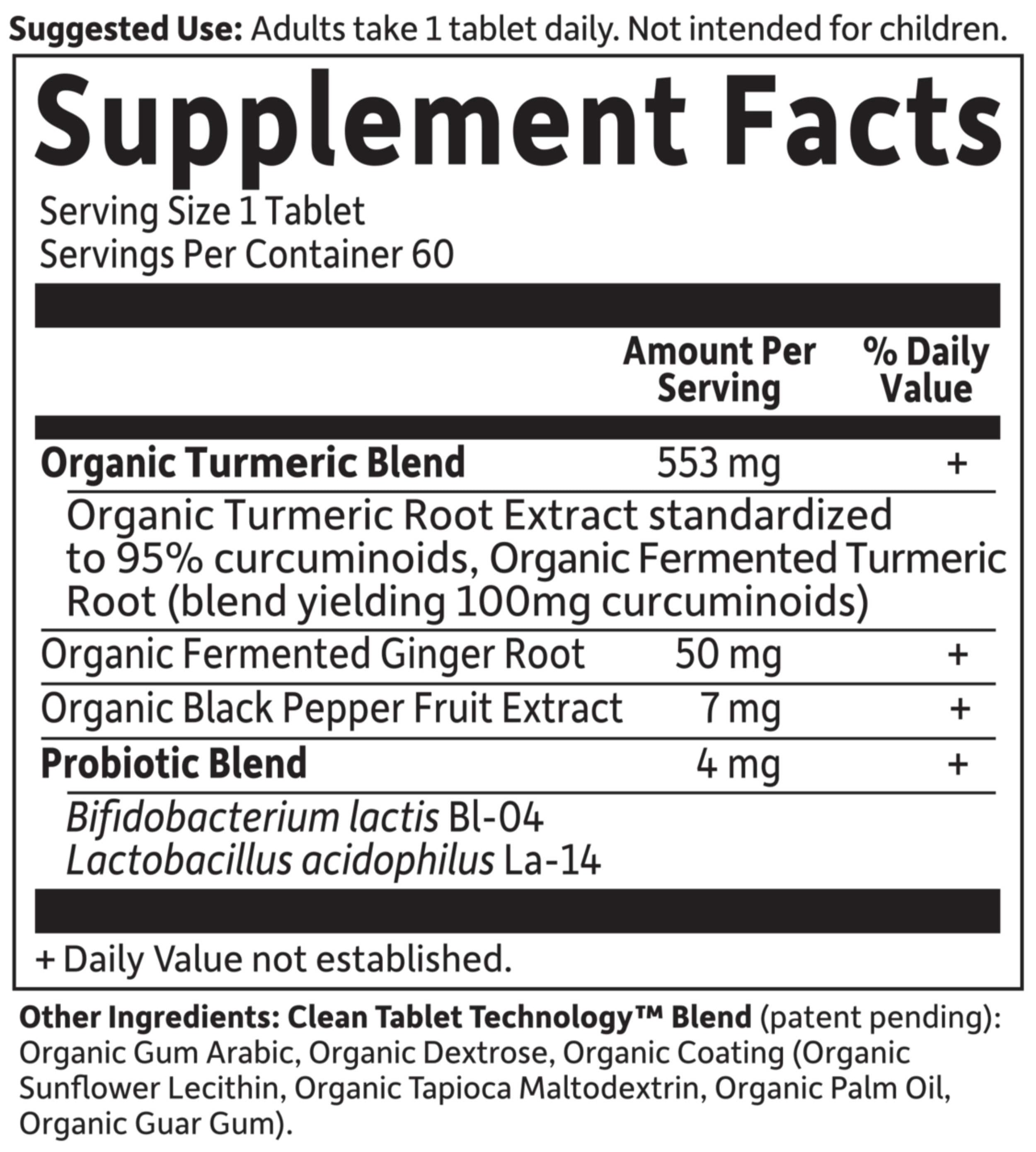 Garden of Life Organics Extra Strength Turmeric Ingredients