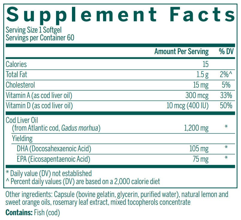 Genestra Brands Cod Liver Oil DHA-EPA Forte Capsules Ingredients