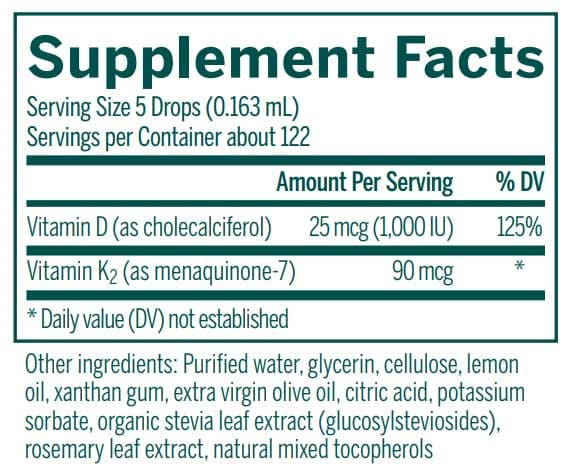 Genestra Brands D3 K2 Mulsion Ingredients