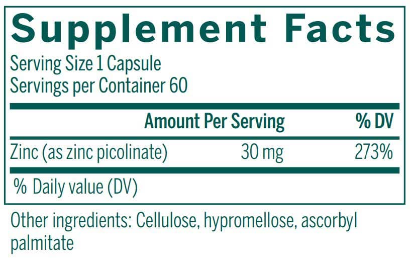 Genestra Brands Zinc Picolinate Formula Ingredients