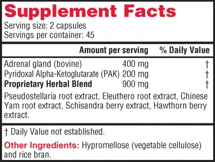 Health Concerns Adrenosen Ingredients