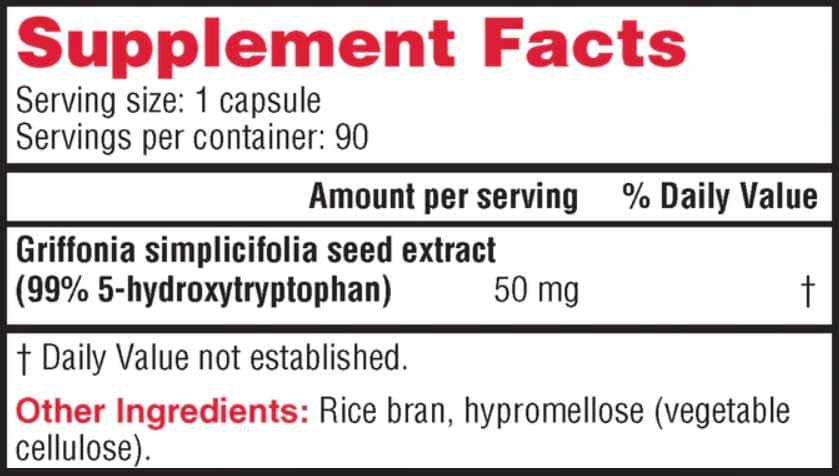 Health Concerns Griffonex 5-HTP Ingredients