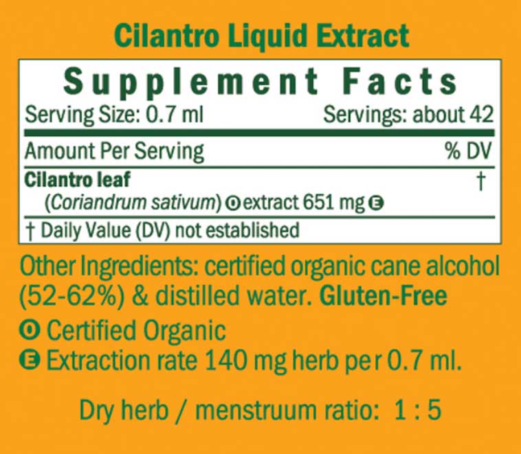 Herb Pharm Cilantro Ingredients